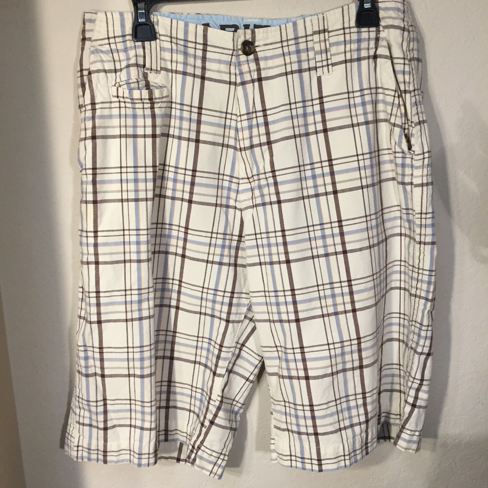 Men's Arizona Flat Front Plaid Shorts, 33